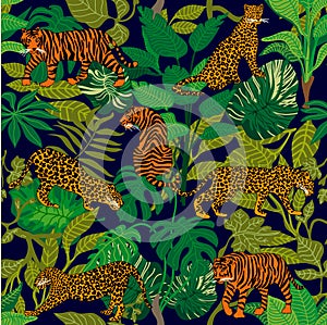 Green jungle. Tropical print.